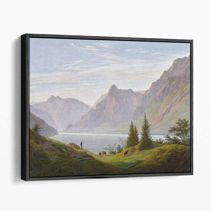 Landschaft mit Gebirgsee, Morgen - Canvas Print Wall Art