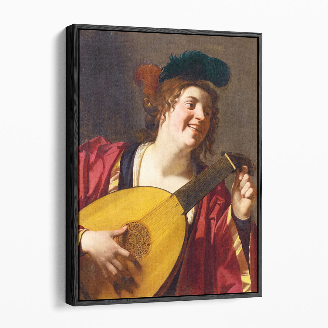 A Woman tuning a Lute, 1624 - Canvas Print Wall Art