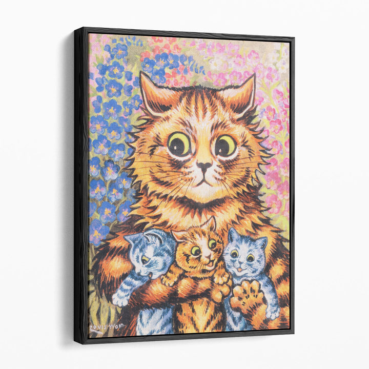 A Cat with her Kittens - Canvas Print Wall Art