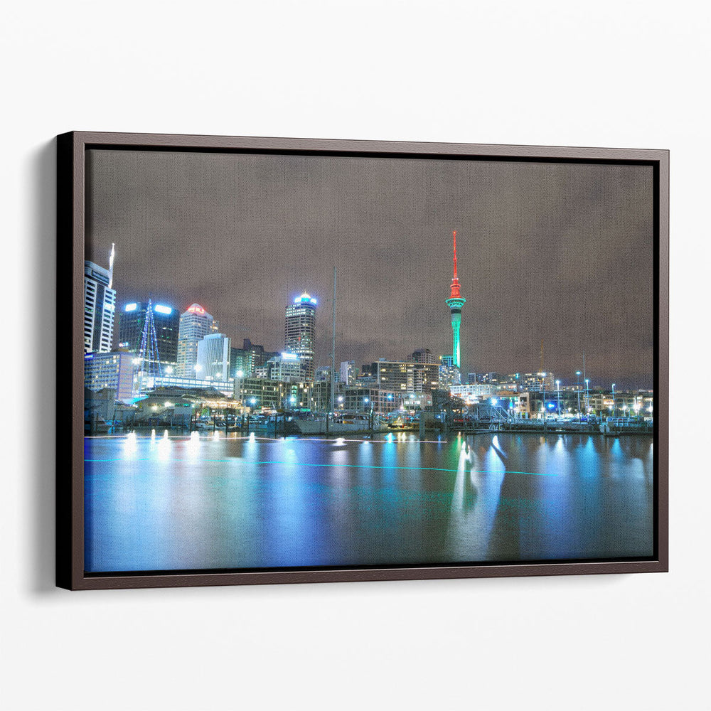 Auckland City in Australia at Night - Canvas Print Wall Art