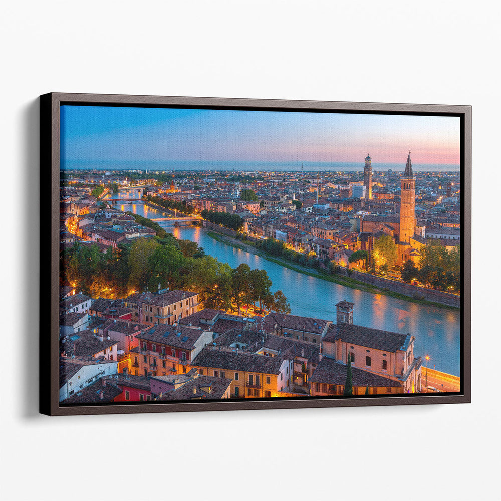 Beautiful Verona City Sunset in Italy - Canvas Print Wall Art