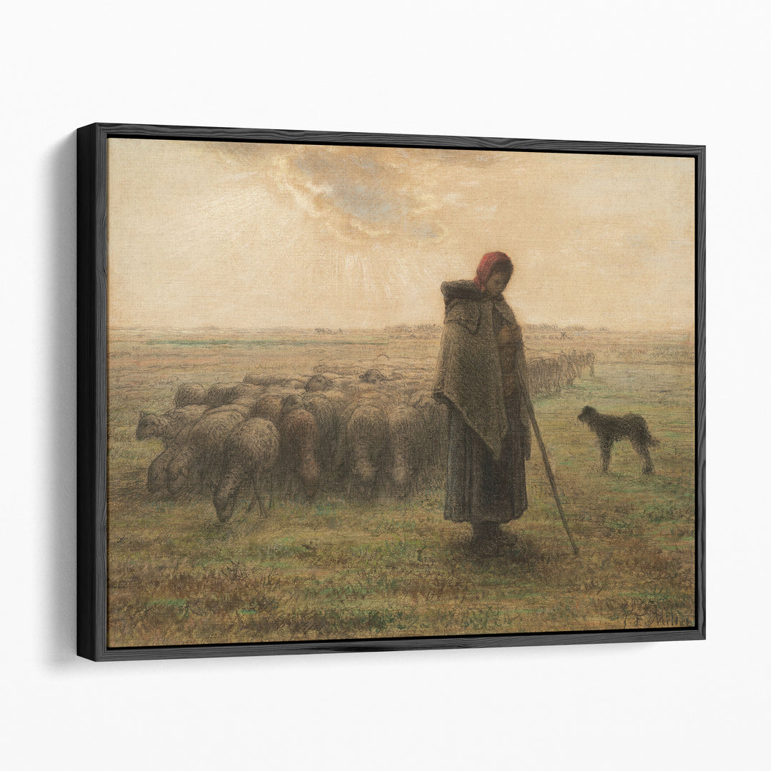 Shepherdess and her Flock - Canvas Print Wall Art