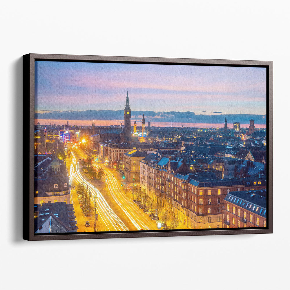 Cityscape of Downtown, Copenhagen City in Denmark - Canvas Print Wall Art