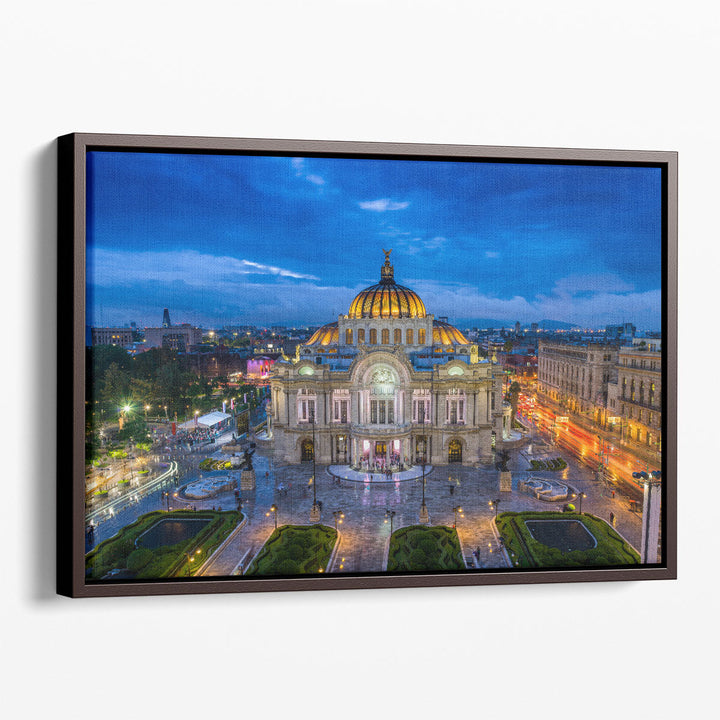 Dusk Falls Over The Palacio De Bellas Artes in Mexico City - Canvas Print Wall Art