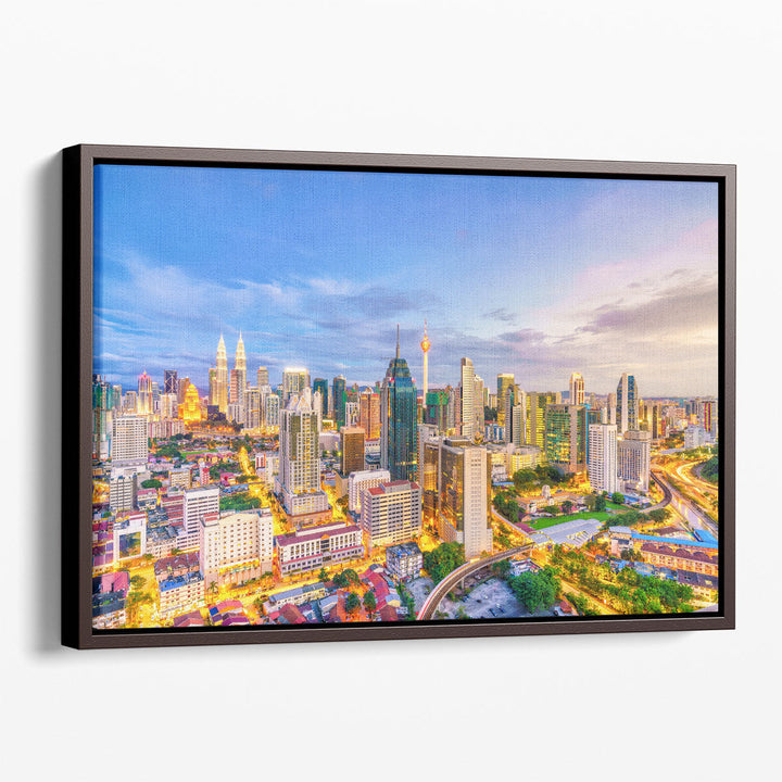 Downtown Kuala Lumpur at Twilight Malaysia - Canvas Print Wall Art