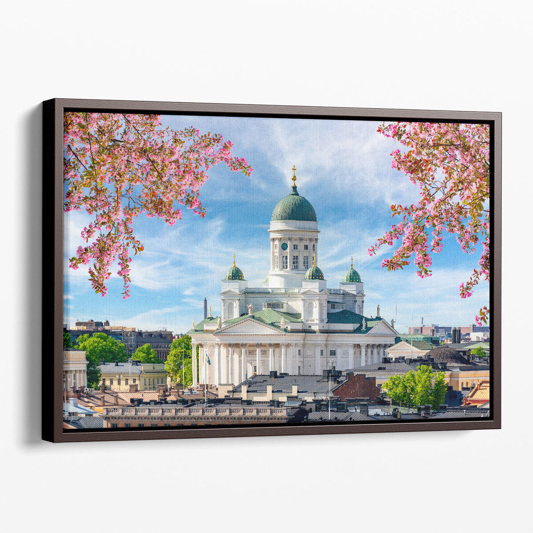 Helsinki Cathedral over City Center in Spring, Finland - Canvas Print Wall Art