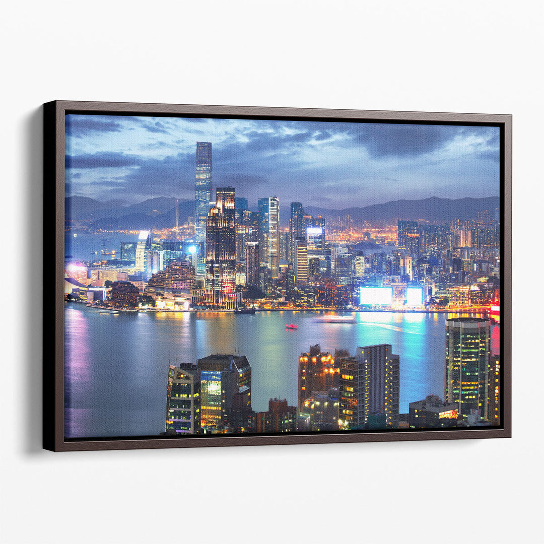 Hong Kong Skyline at Night From Braemar Hill Peak - Canvas Print Wall Art