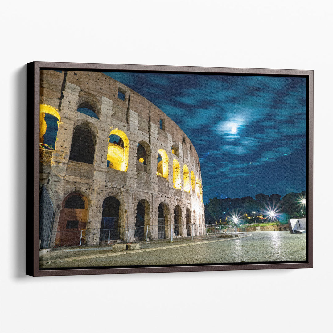 Oval Amphitheatre at Night, Rome, Italy - Canvas Print Wall Art