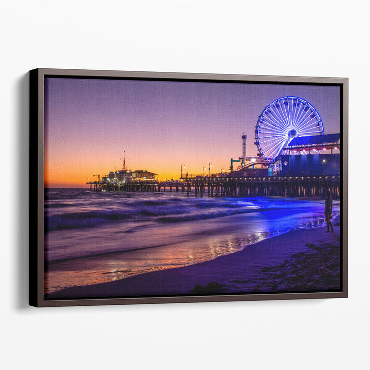 Santa Monica Pier at Colorful Sunset - Canvas Print Wall Art