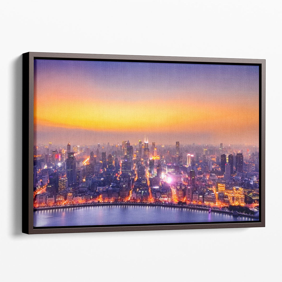 Shanghai, China Cityscape During Sunset - Canvas Print Wall Art