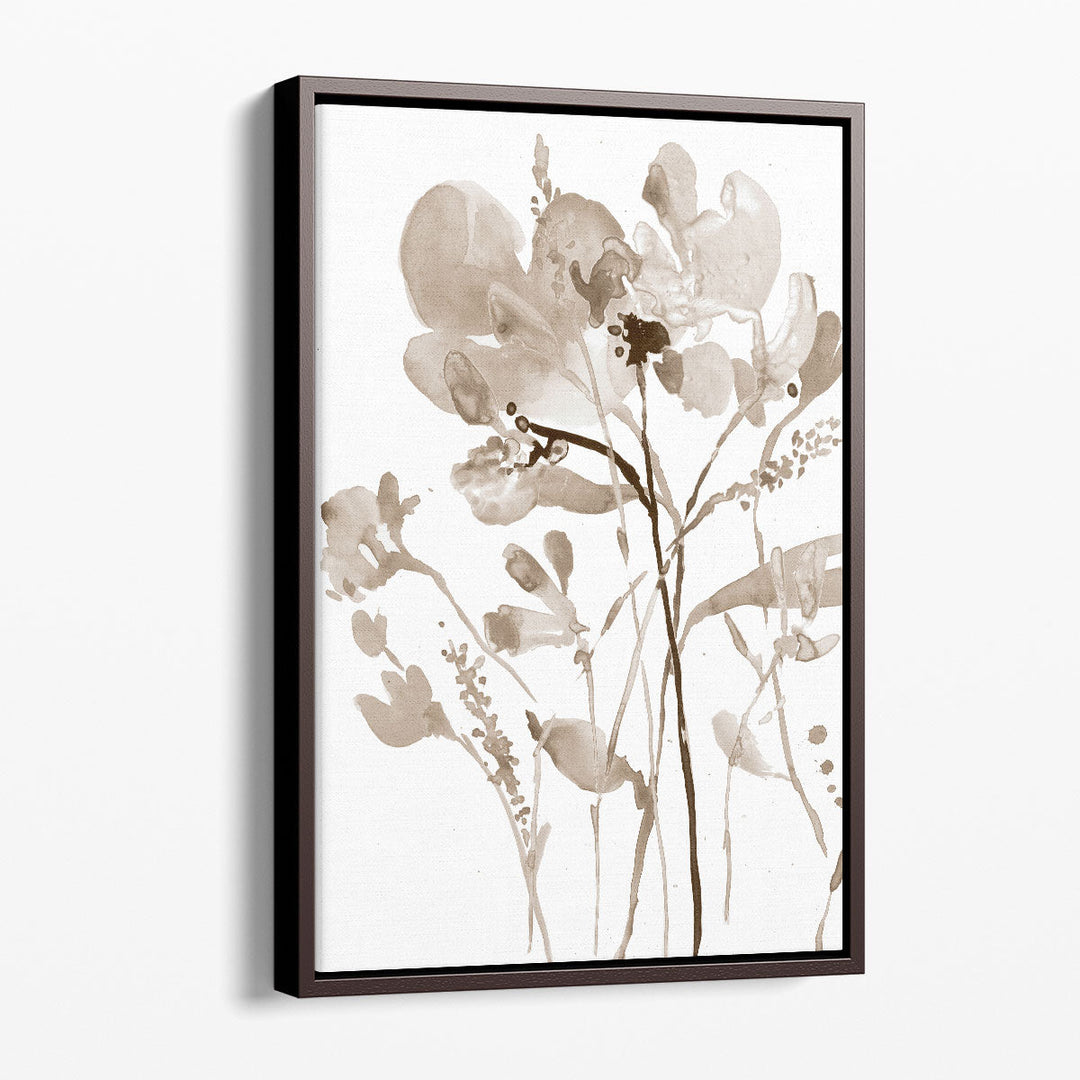 Neutral Floral Overlay I - Canvas Print Wall Art