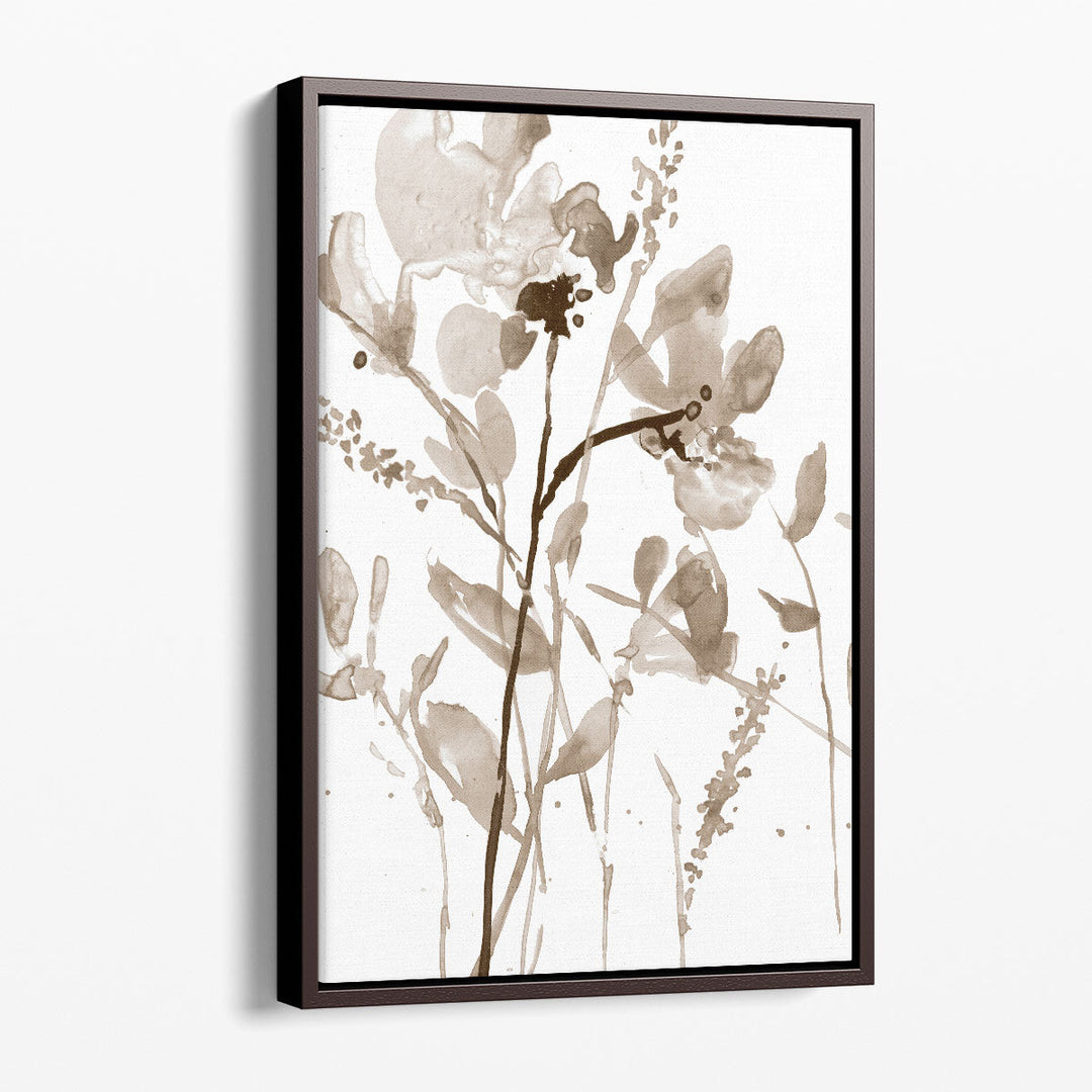 Neutral Floral Overlay II - Canvas Print Wall Art