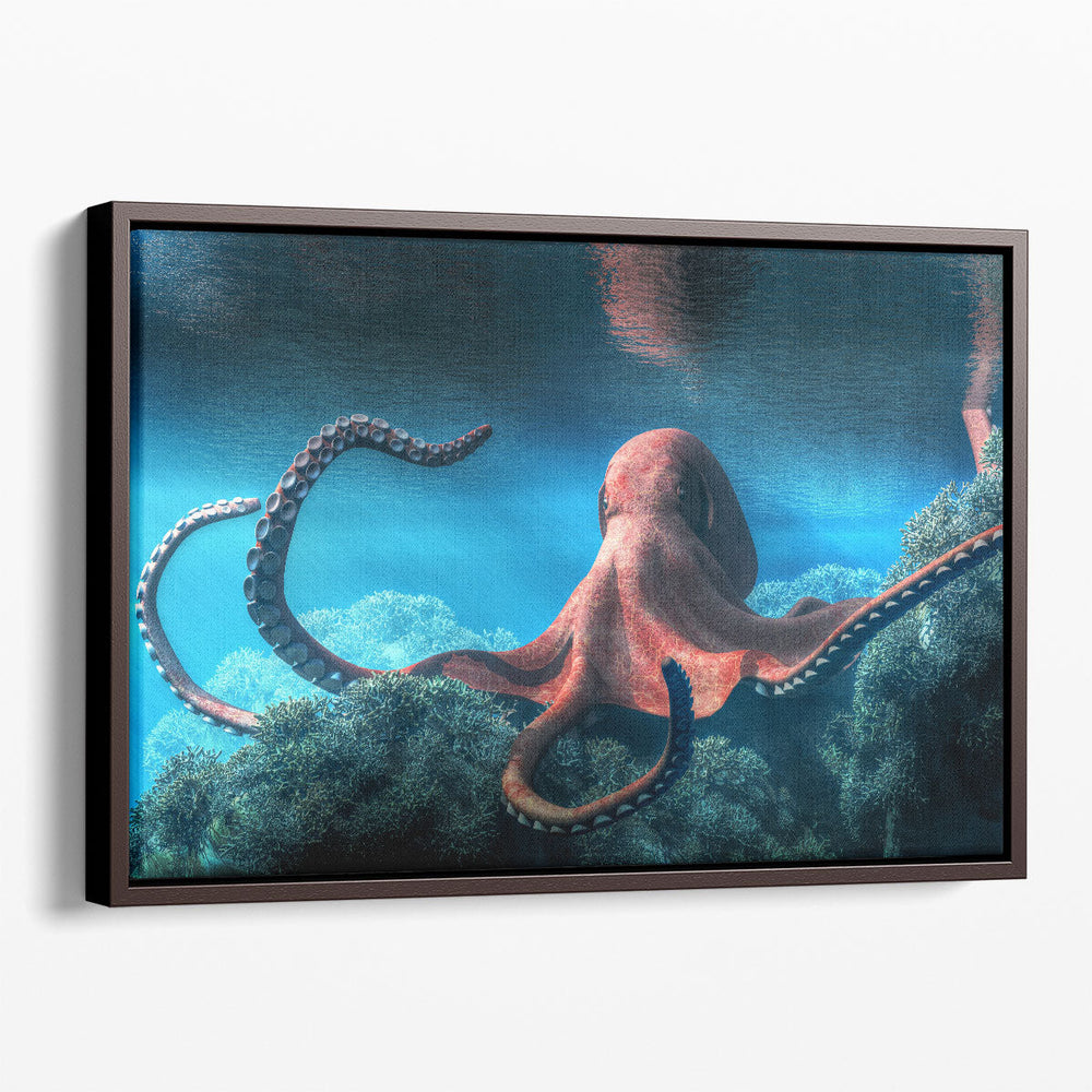 An Octopus Sitting on Coral - Canvas Print Wall Art