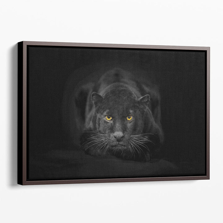 Black Panther Sitting in a Dark Background - Canvas Print Wall Art