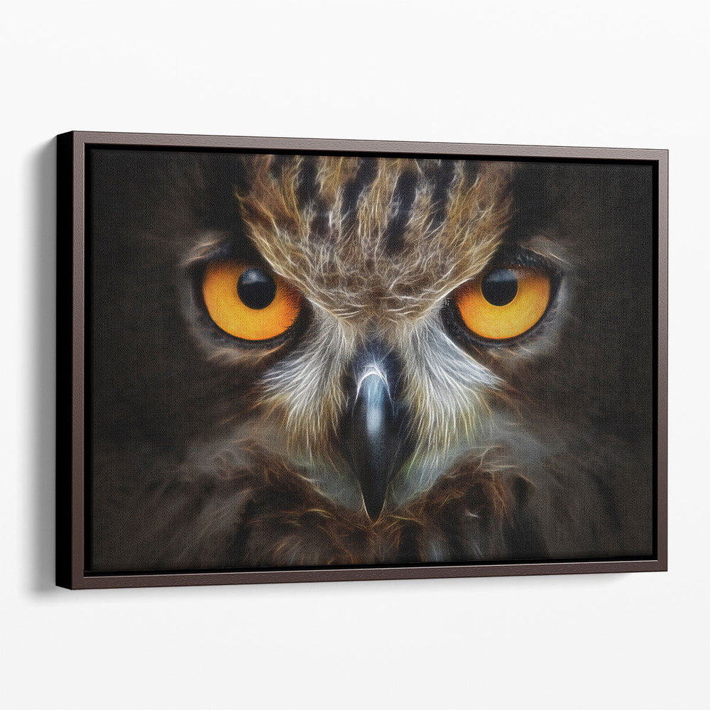 Owl Portrait with Fractal Background - Canvas Print Wall Art