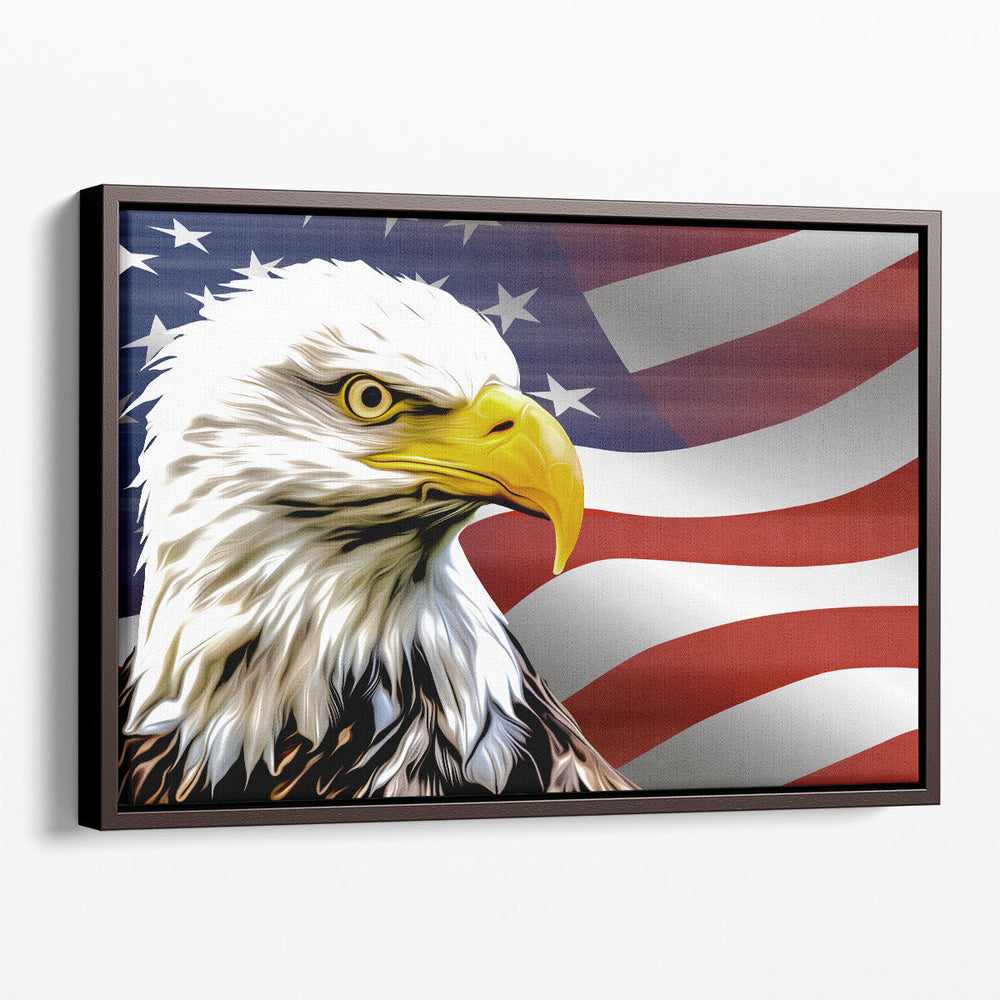 American Eagle and The USA Flag - Canvas Print Wall Art