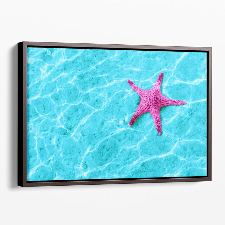 Starfish in Blue Water with Light Reflection - Canvas Print Wall Art