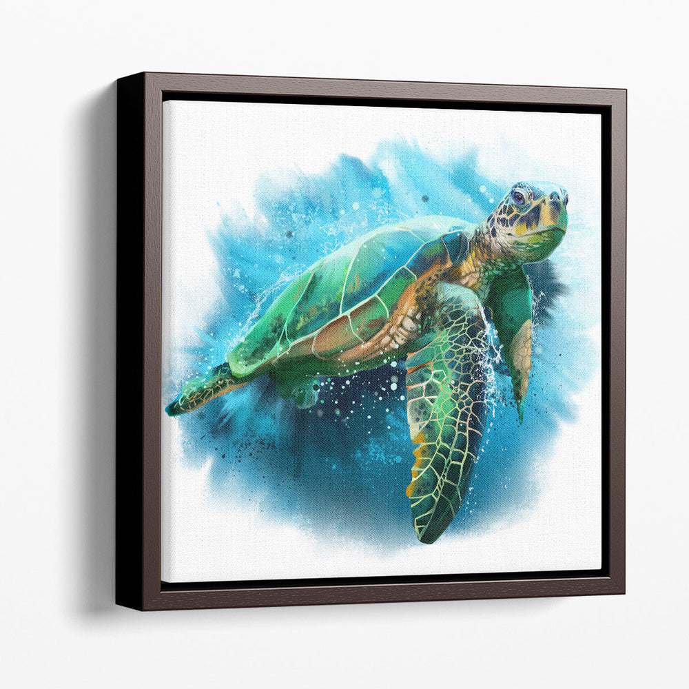 Big Sea Turtle Watercolor Painting Print - Canvas Print Wall Art