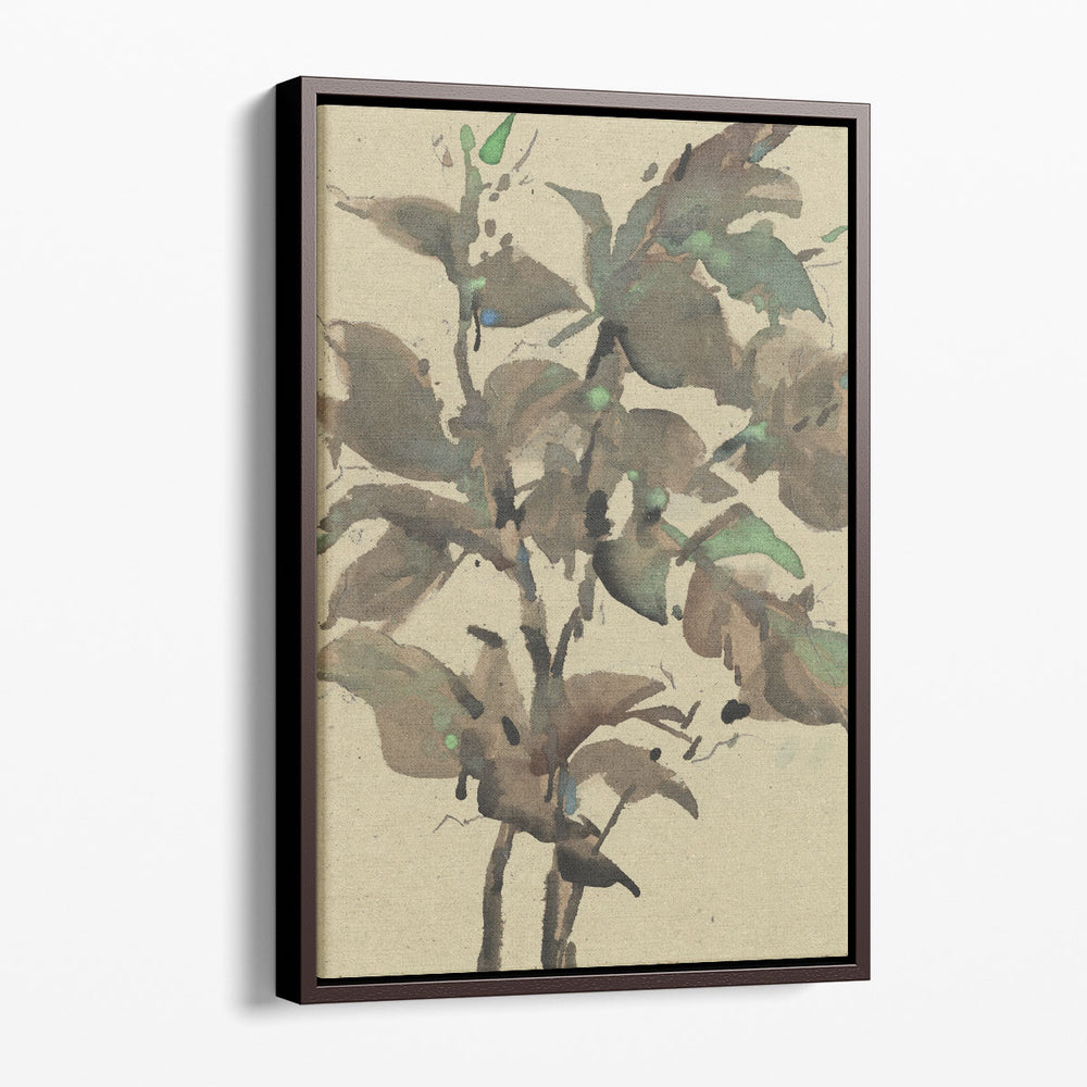 Leaves on Taupe I - Canvas Print Wall Art