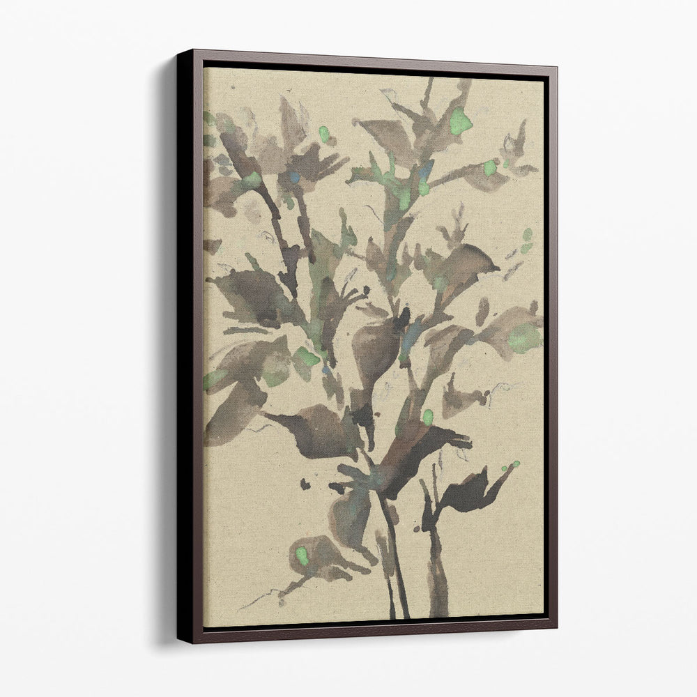 Leaves on Taupe II - Canvas Print Wall Art