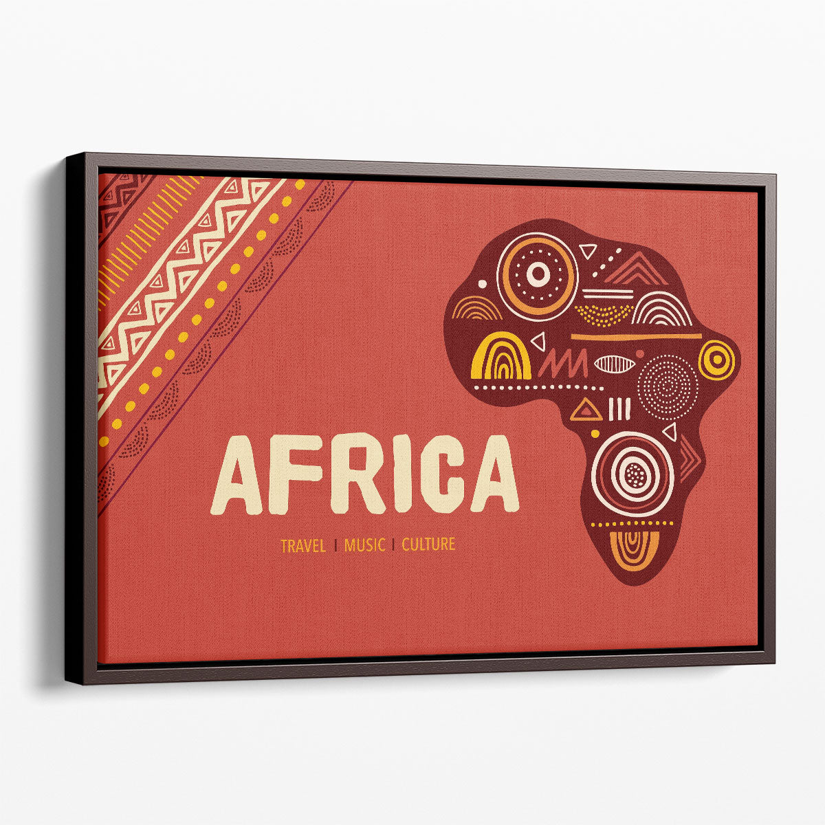 Africa Patterned Map With Tribal Grunge | Framed Flair