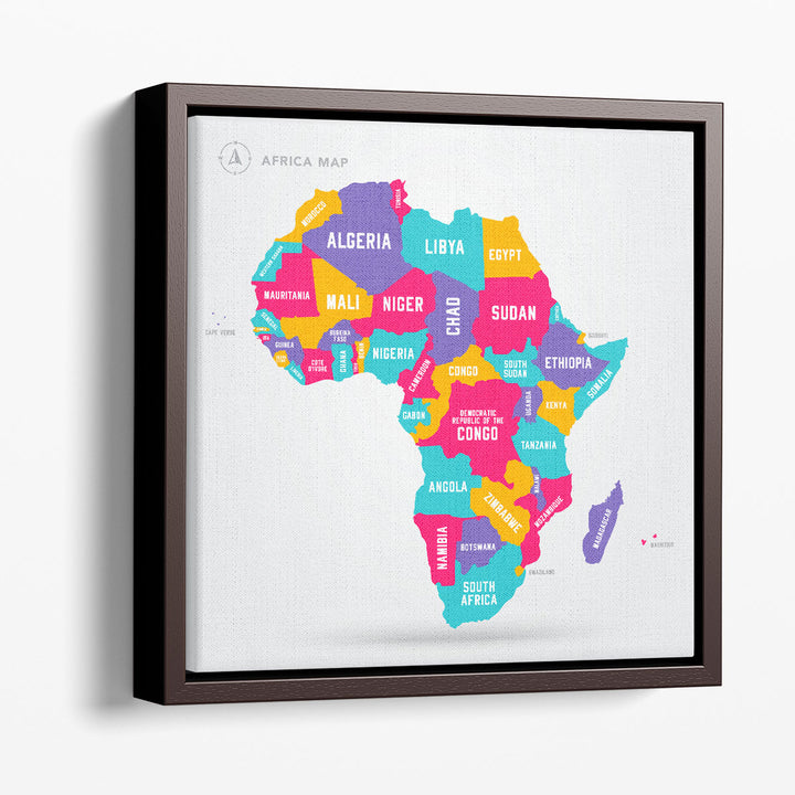 Africa Map With Its Countries - Canvas Print Wall Art