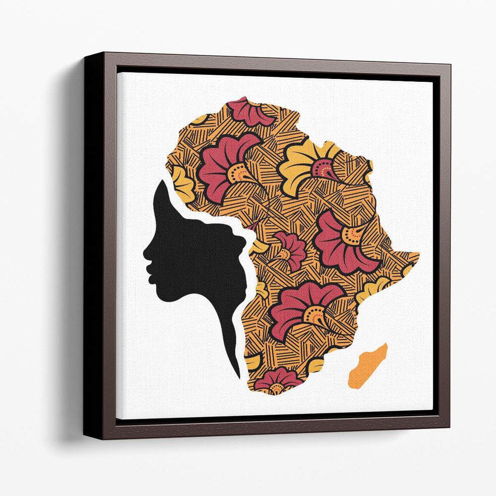 An African Woman With Turban in The Shape Of A Map Of Africa - Canvas Print Wall Art