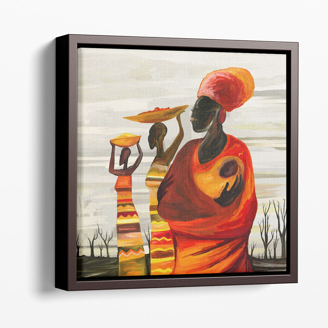 An African Women With A Baby, Digital Artwork - Canvas Print Wall Art