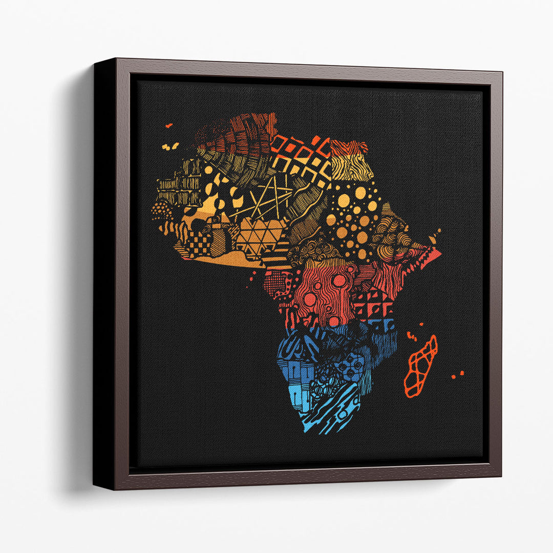 Patterned Colored Africa Continent Map - Canvas Print Wall Art