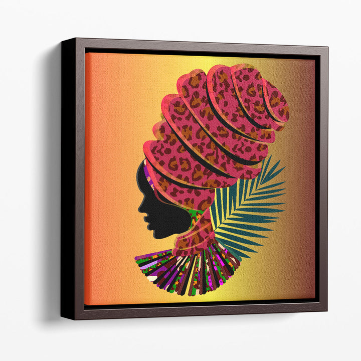 An African Woman In A Massive Headdress, Leopard Print - Canvas Print Wall Art