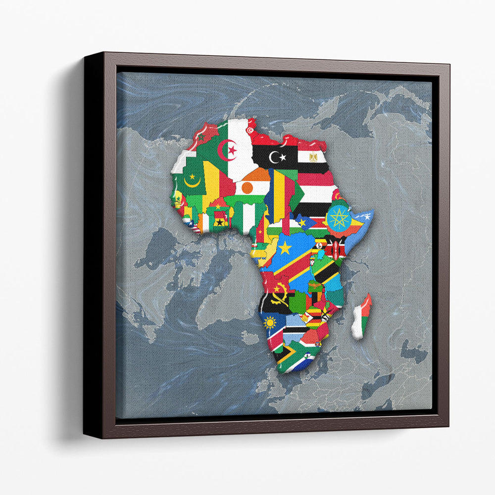 Africa Continent Flags Map - Canvas Print Wall Art