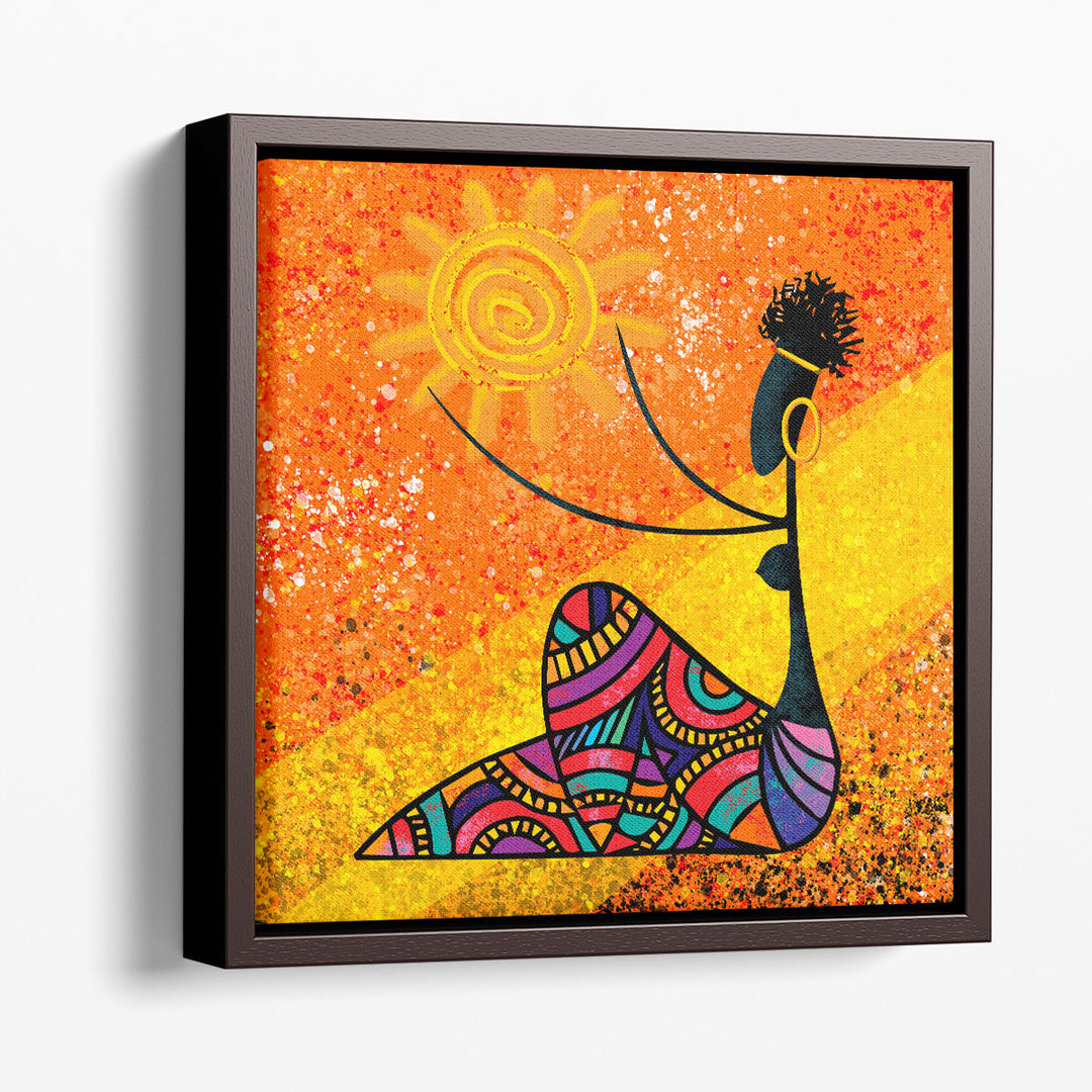 African Girl Holds the Sun - Canvas Print Wall Art