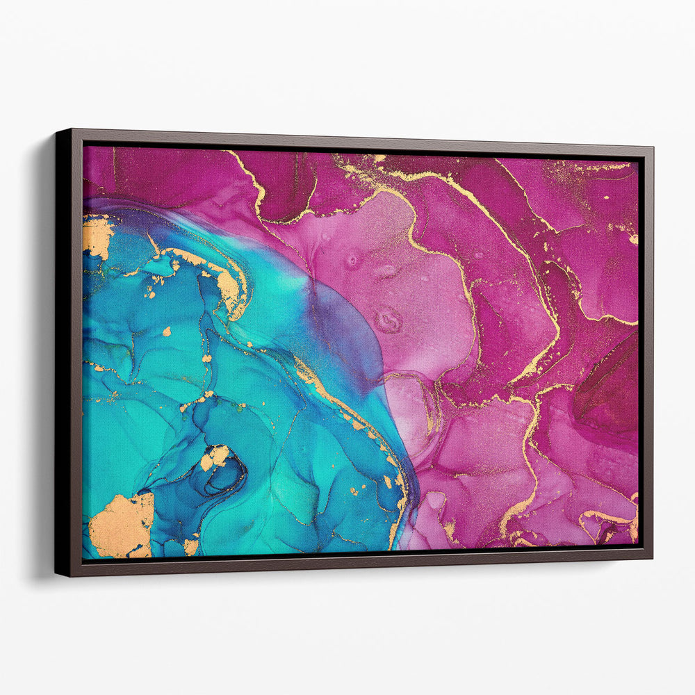 Light Blue, Pink and Gold Alcohol Ink Abstract Art - Canvas Print Wall Art