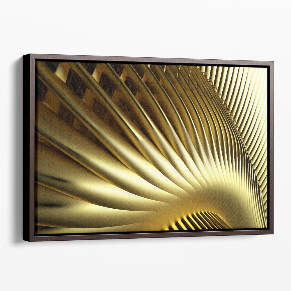 Parallel Curve Wavy Lines in Gold Color Abstract Art - Canvas Print Wall Art