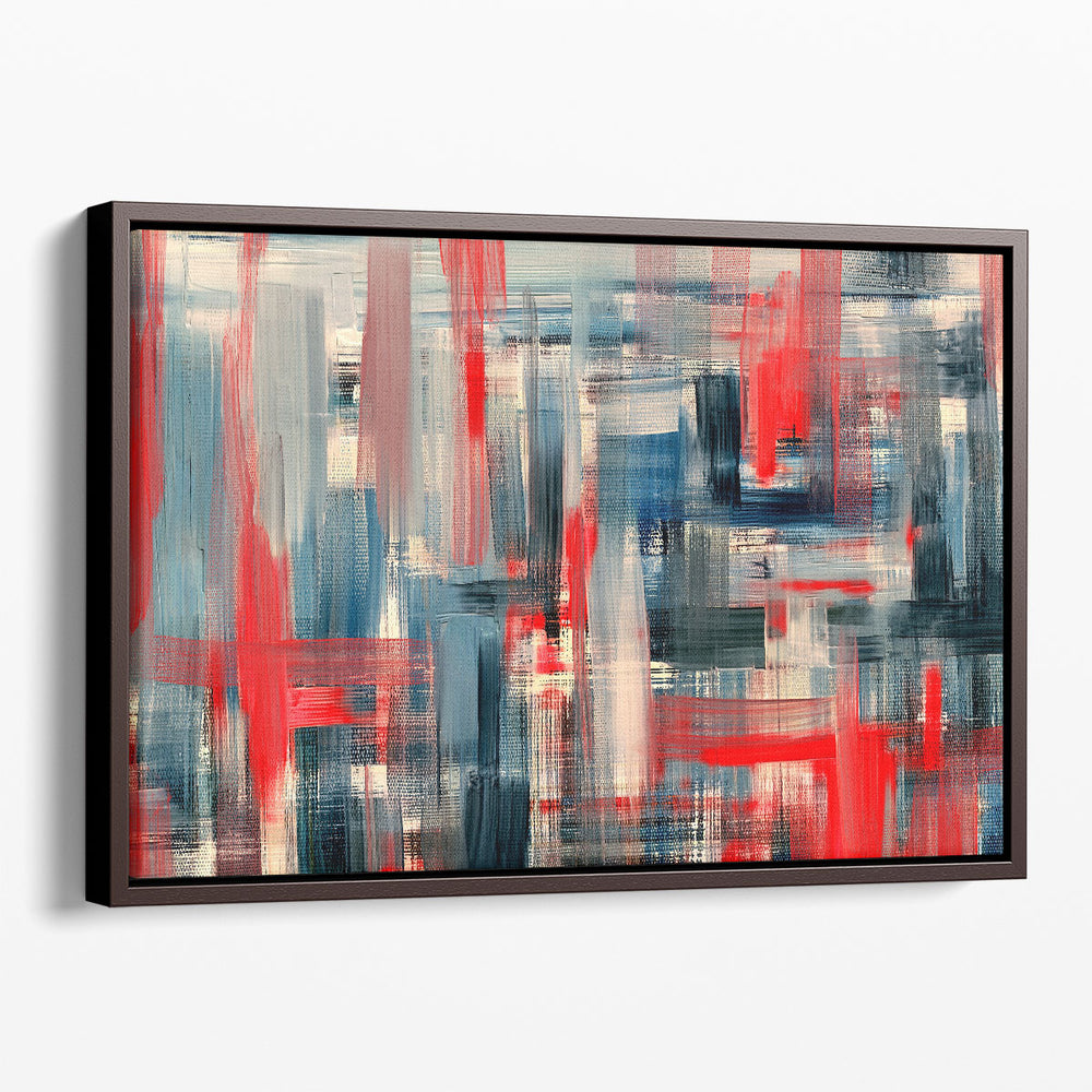 Textured Red and Dark Blue Paint Strokes Abstract Art - Canvas Print Wall Art