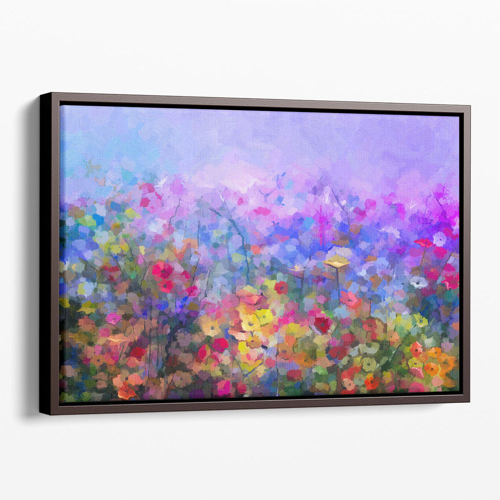 Abstract Colorful Oil Painting of Daisy and Wildflowers - Canvas Print Wall Art