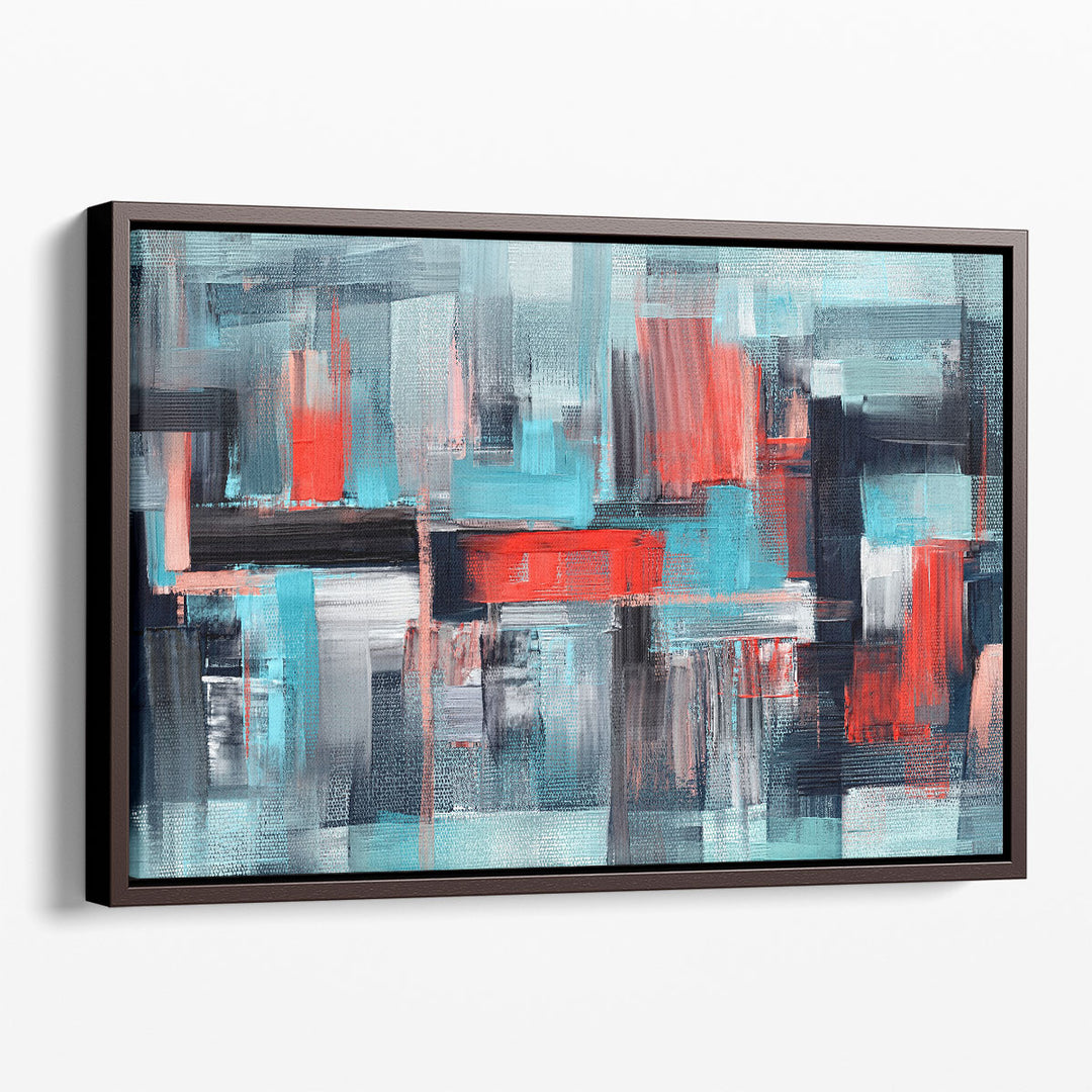 Blue and Red Paint Strokes  Modern Abstract Art - Canvas Print Wall Art