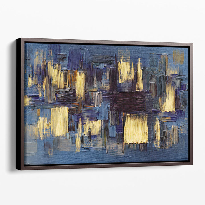 Textured Gold and Dark Blue Paint Strokes - Canvas Print Wall Art