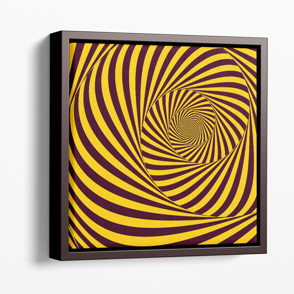 Black and Yellow Tunnel Opt  Abstract Art - Canvas Print Wall Art