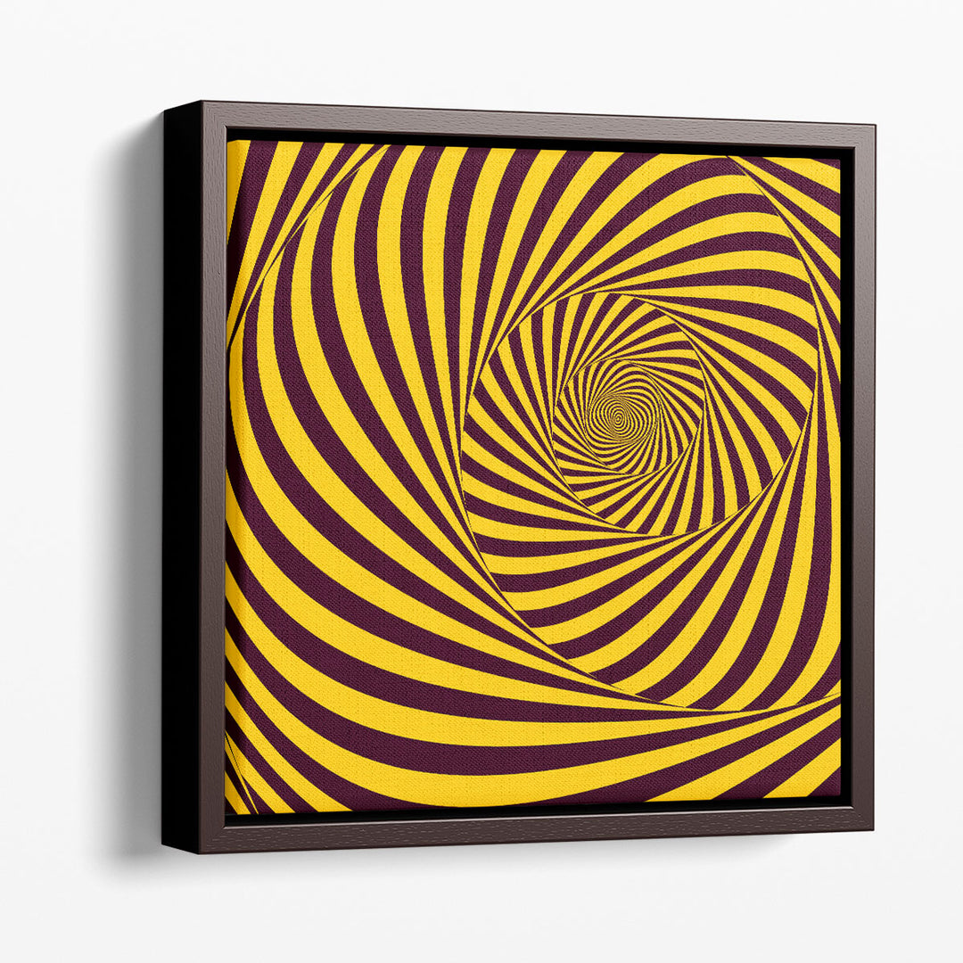 Black and Yellow Tunnel Opt  Abstract Art - Canvas Print Wall Art