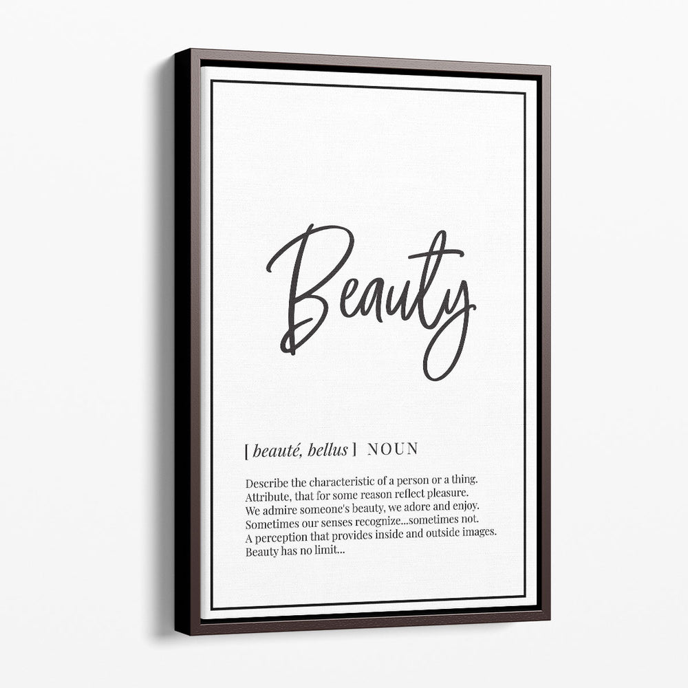 Beauty Definition, Minimalist Wall Art - Canvas Print Wall Art