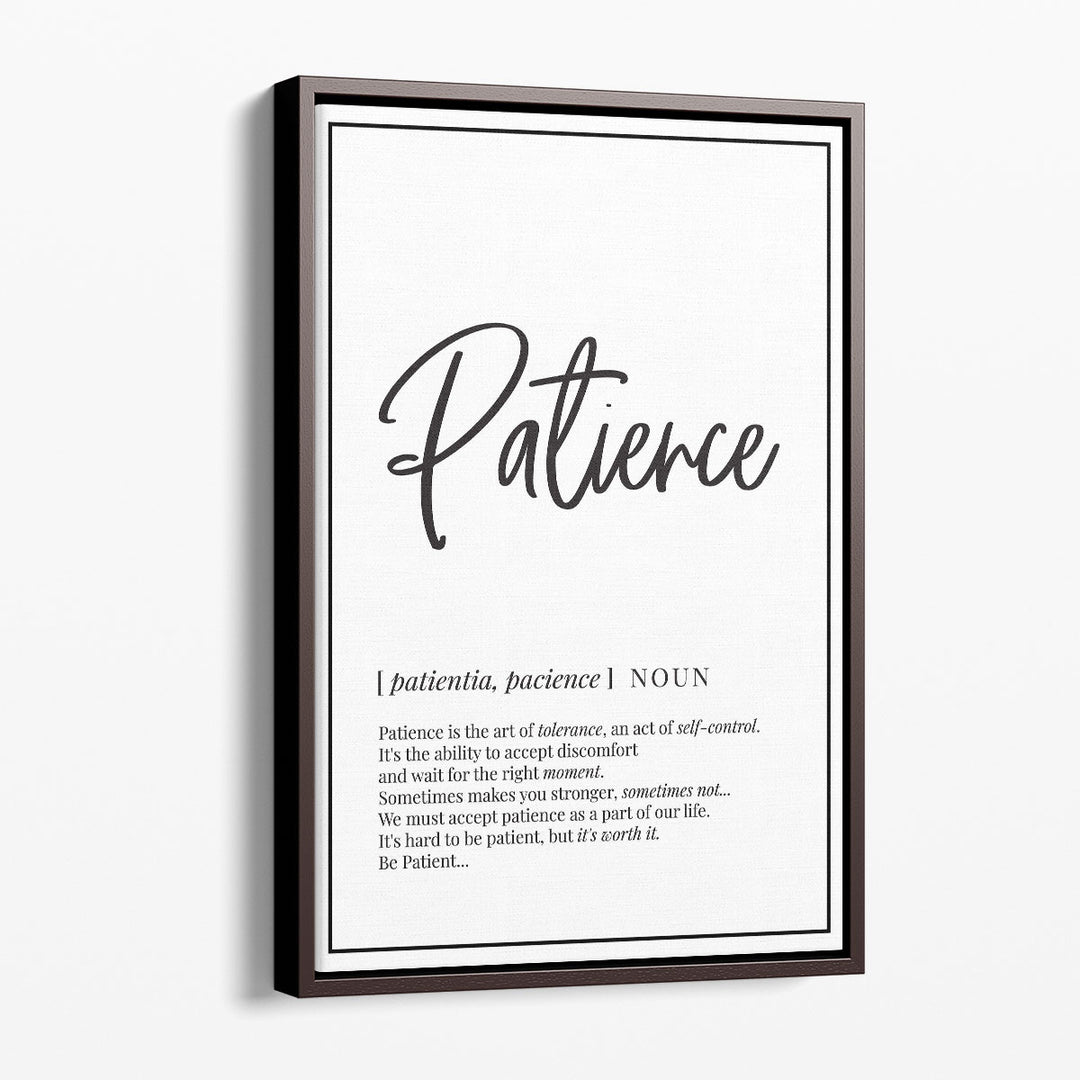 Patience Definition, Minimalist Wall Art - Canvas Print Wall Art