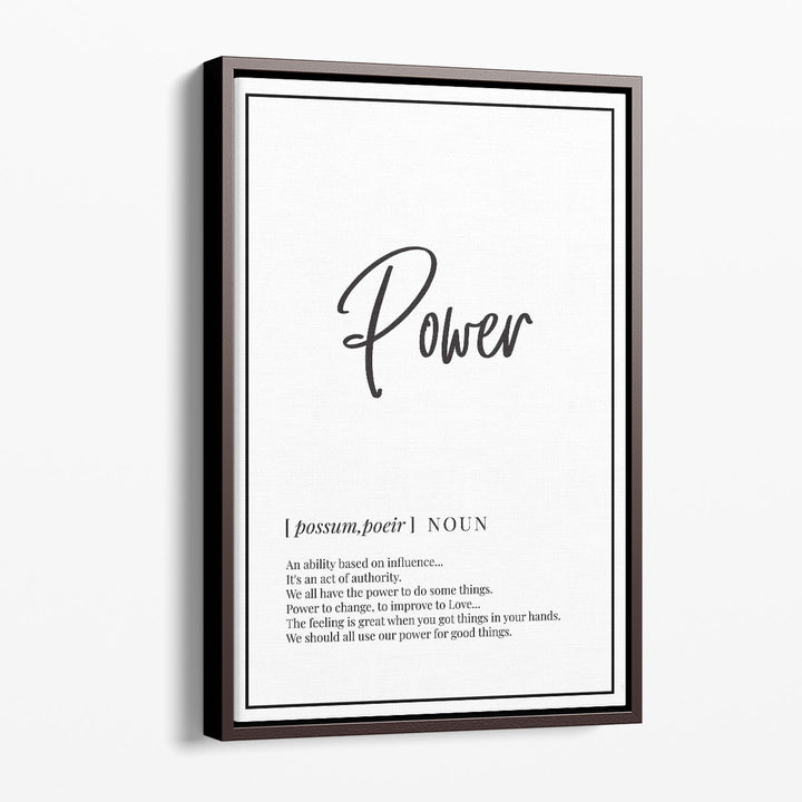 Power Definition, Minimalist Wall Art - Canvas Print Wall Art