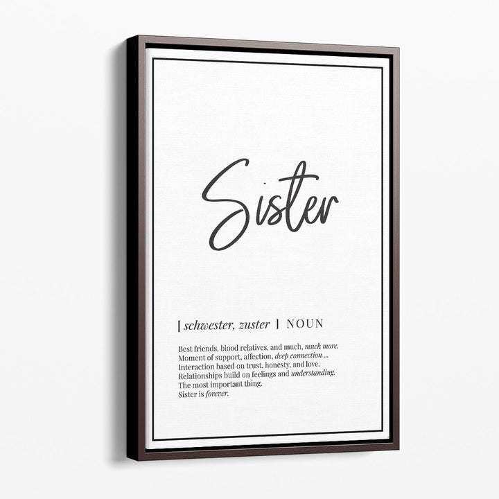 Sister Definition, Minimalist Wall Art - Canvas Print Wall Art