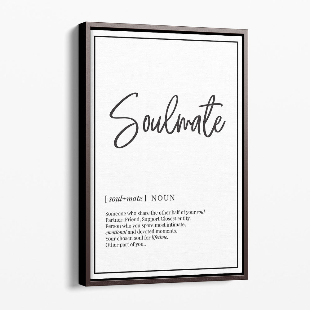 Soulmate Definition, Minimalist Wall Art - Canvas Print Wall Art