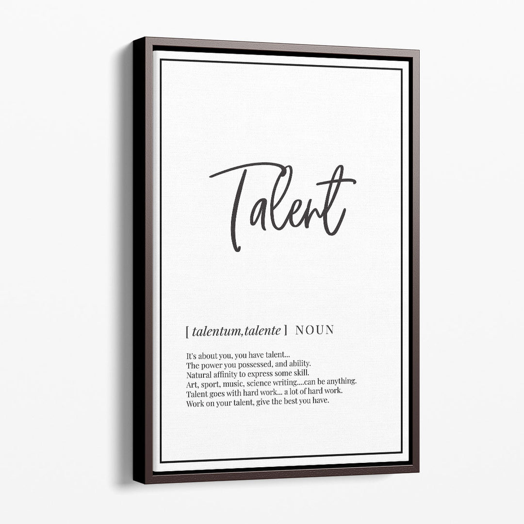 Talent Definition, Minimalist Wall Art - Canvas Print Wall Art