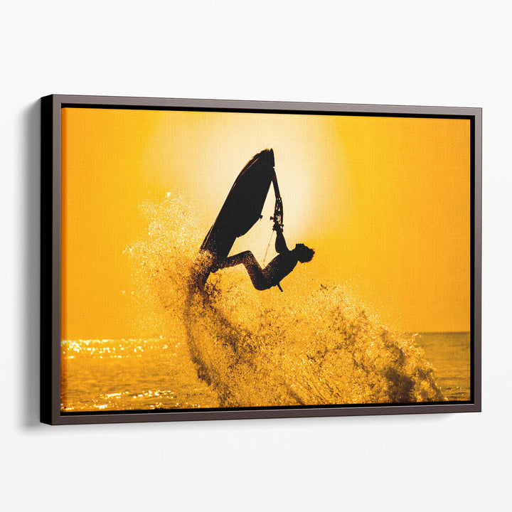 Man Driving Jet Ski in Freestyle - Canvas Print Wall Art