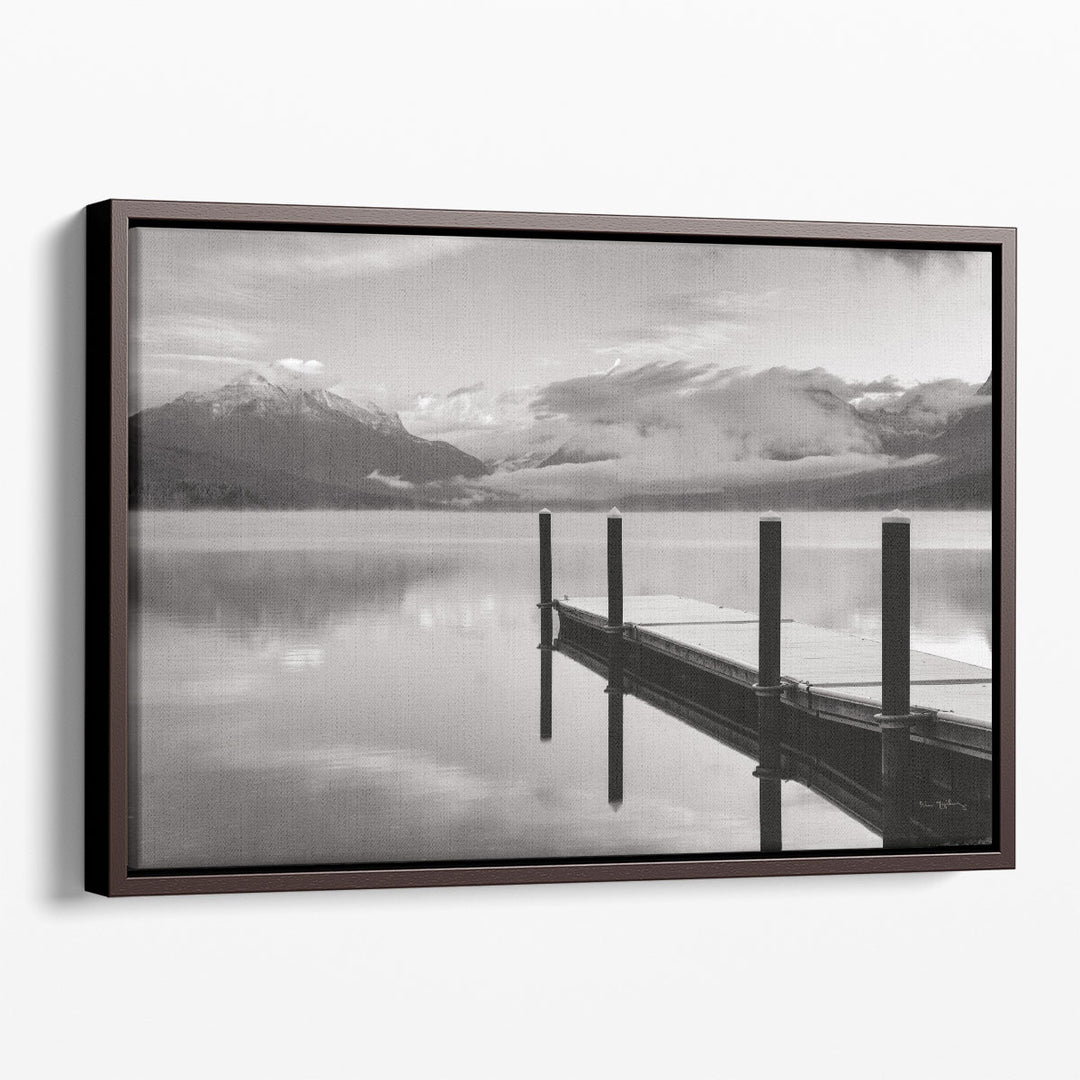 Lake McDonald Dock Black and White - Canvas Print Wall Art