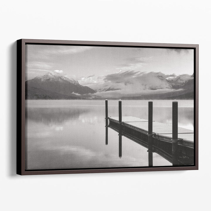 Lake McDonald Dock Black and White - Canvas Print Wall Art