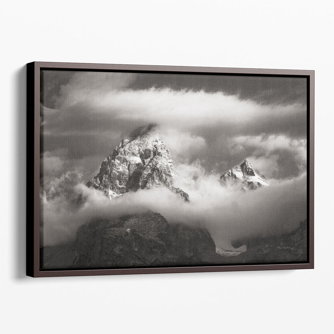 Grand Teton Clouds Black and White - Canvas Print Wall Art